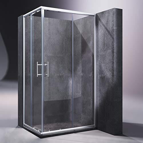 SONNI Neueröffnung 1000x700mm Duschkabine Eckeinstieg Doppel Schiebetür Echtglas Duschwand