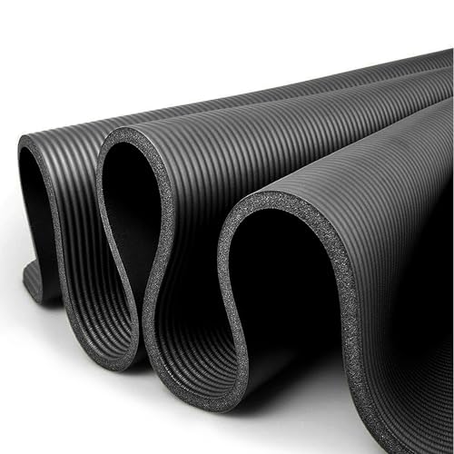 XXL Yogamatte Pilates-Matte Gymnastikmatte Fitnessmatte Fitnessmatte mit Tragegurt Phthalatfrei SGS-geprüft aus NBR 205x130x1,5 cm starke Dicke verschiedene Größen (Schwarz, 205x120x1.5cm)