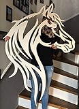 A. Weyck Tools Pferd Silhouette Pferde Kopf Pferdesilhouette Metall Stahl 50x35cm schwarz, Weiss, oder Silber (Tiefschwarz RAL 9005)