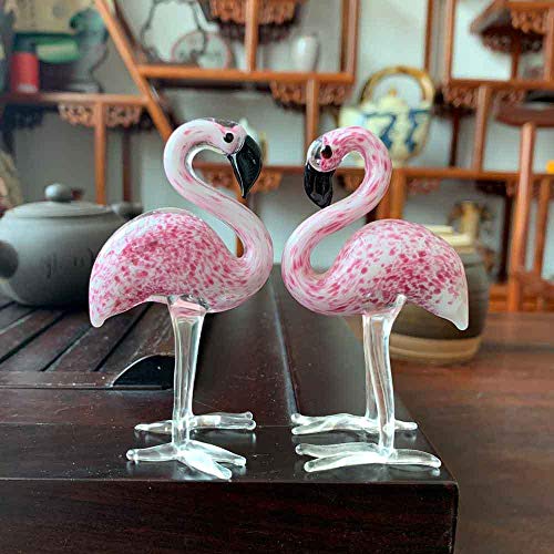 Handgemachte Kristallglas geblasen Flamingo Tierfiguren Ornament Hängende Dekore Kristall Handwerk Kinder Weihnachten Geschenke Home Decor-ein Paar Weiß