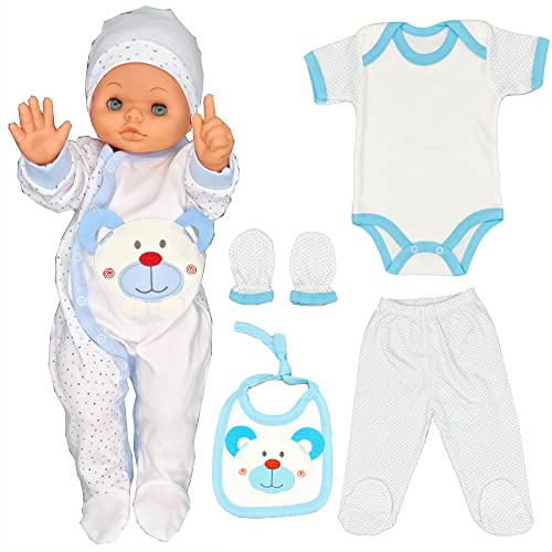 Neugeborenen Baby Geschenk Set 100% natürliche Baumwolle Erstausstattung Erstlingsausstattung Ausstattung Jungen Kleidung Geschenkset Babyausstattung für Babys 0-4 Monate (Blau)