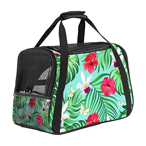 Hibiskusblüten Weiche Reisetasche für Hunde und Katzen Von der Fluggesellschaft zugelassen extrem atmungsaktiv 43x26x30 cm