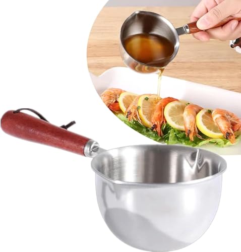 4PCS 304 Stainless Steel Mini Soup Pot with Wooden Handle Breakfast Pot Milk Pan Small Saucepan for Making Sauces Reheating Soup Heating Milk