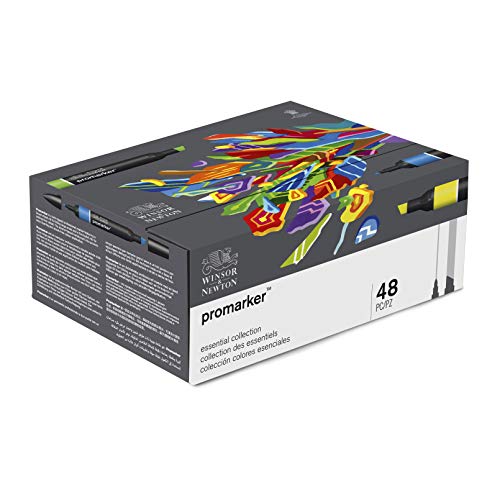 Winsor & Newton ProMarker Box mit 48 essentiellen Dual-Tip-Markern in verschiedenen Farben