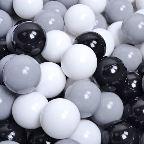 MEOWBABY 200 ∅ 7Cm Kinder Bälle Spielbälle Für Bällebad Baby Plastikbälle Made In EU Weiß/Schwarz/Grau