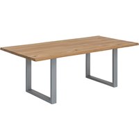 Sit Möbel Tisch, Wildeiche Gelt, Metall, Platte Natur, Gestell antiksilber, 120x80 cm