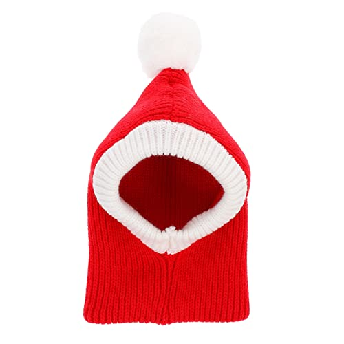 Popopopp Weihnachtsmütze – lustige gehäkelte Schlauchmütze für Hunde und Katzen, warm, Rot, L, rot