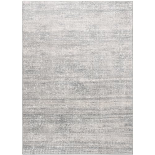 Mynes Home Waschbarer Teppich Wohnzimmer - Waschbar in der Waschmaschine - Schlafzimmer Flur Läufer - rutschfest - Grau Meliert - Größe: 180x280 cm