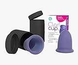 Claricup Menstruationstasse – Medizinisches antimikrobiell Silikon, Größe 2– Lieferung mit Transport- und Desinfektionsbox.