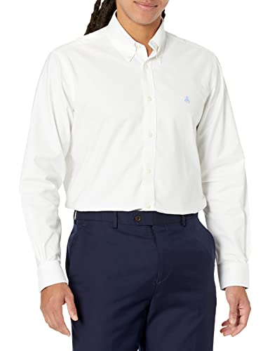 Brooks Brothers Bügelfreies Stretch-Oxford-Sportshirt für Herren, langärmelig, einfarbig, Weiß, XL, weiß, XL