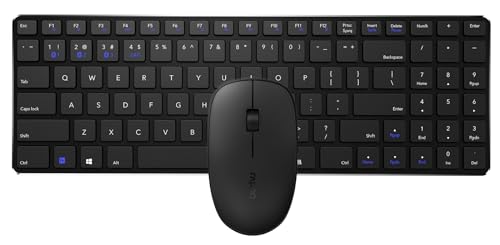 RAPOO | Kabellose Tastatur und Maus 9300M (QWERTY-Tastatur und ergonomische Bluetooth-Maus, Laufzeit bis zu 12 Monate, ultradünne Tastatur, ergonomische Maus, 1300 DPI) Schwarz.