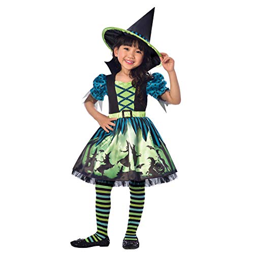 amscan 9903411 Miss Hexen-Kostüm – Alter 4–6 Jahre – 1 Stück, 4-6