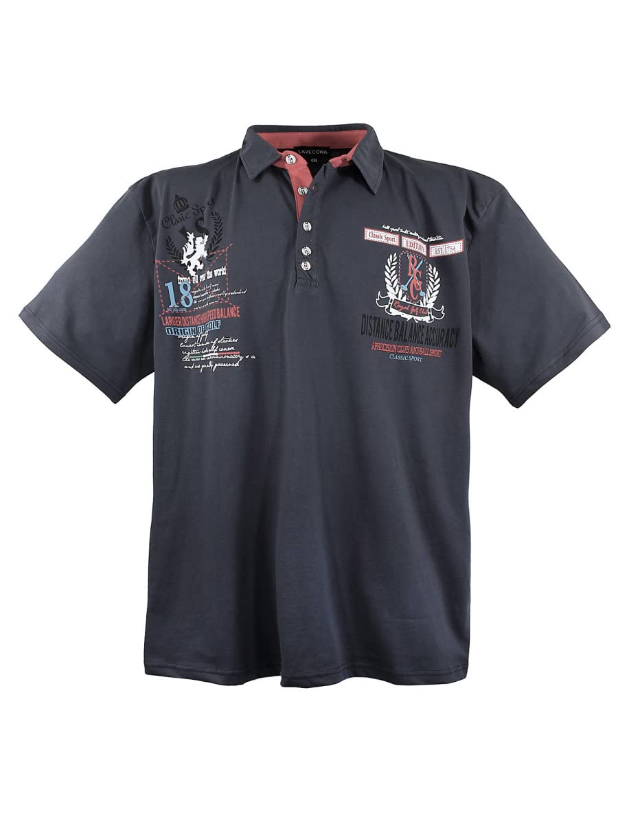Lavecchia Übergrößen Poloshirt Herren Polo Shirts Kurzarm Shirt LV-2038 (Anthrazit, 6XL)