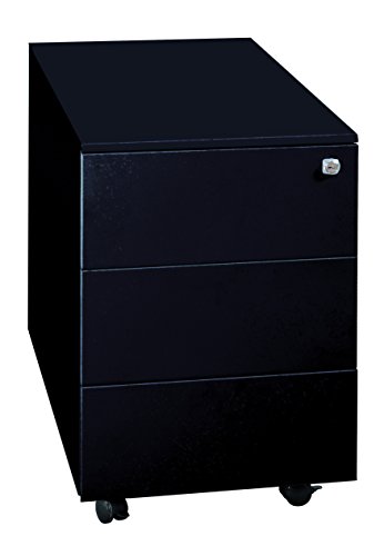 Lüllmann Büro Rollcontainer komplett montiert 3 Schubladen inkl. Stifteschale Bürocontainer Schwarz 505921 Maße: 550 x 400 x 590 mm (Höhe x Breite x Tiefe)