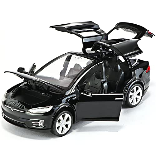 WangXLDD Automodell im Maßstab 1:32, kompatibel mit Tesla, Kindersimulation, Metall, Sportwagenmodell, Kinder-Pull-Back-Auto, Junge, Spielzeugauto-Dekoration (Black)