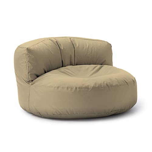 Lumaland Outdoor Sitzsack-Lounge, Rundes Sitzsack-Sofa für draußen, 320l Füllung, 90 x 50 cm, Beige