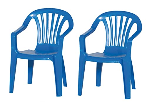 hLine Kinder Gartenstuhl Stapelsessel Sessel Stuhl für Kinder in/Out (2 Stück blau)