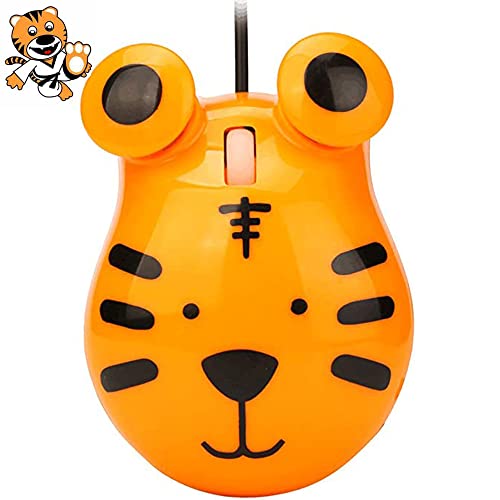 ZLMC USB-Maus in süßer Tiger-Optik, für Kinder und Erwachsene, tragbar, optische Mini-Maus, geeignet für PC, Computer, Notebook (gelb).