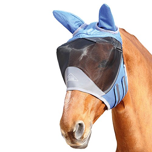 Shires Deluxe Fliegen Maske Mit Ohren X Full Royal Blue