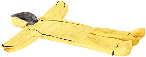 Semptec Urban Survival Technology Overall-Schlafsack: Kinder-Schlafsack mit Armen und Beinen, Größe M, gelb (Schlafsackanzug-Schlafsack)
