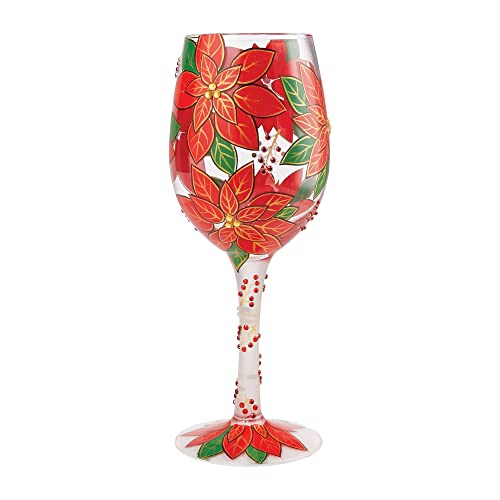 Lolita 6009352 Designs Pretty as a Poinsettia handgemaltes Weinglas, 440 ml