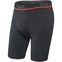 Saxx Men's Underwear Unterwäsche Herren Boxershorts mit langem Bein – Kinetic Leichtes Kompressions Mesh Herrenunterhosen mit integrierter Pouch TM Unterstützung, Blackout, Mittel