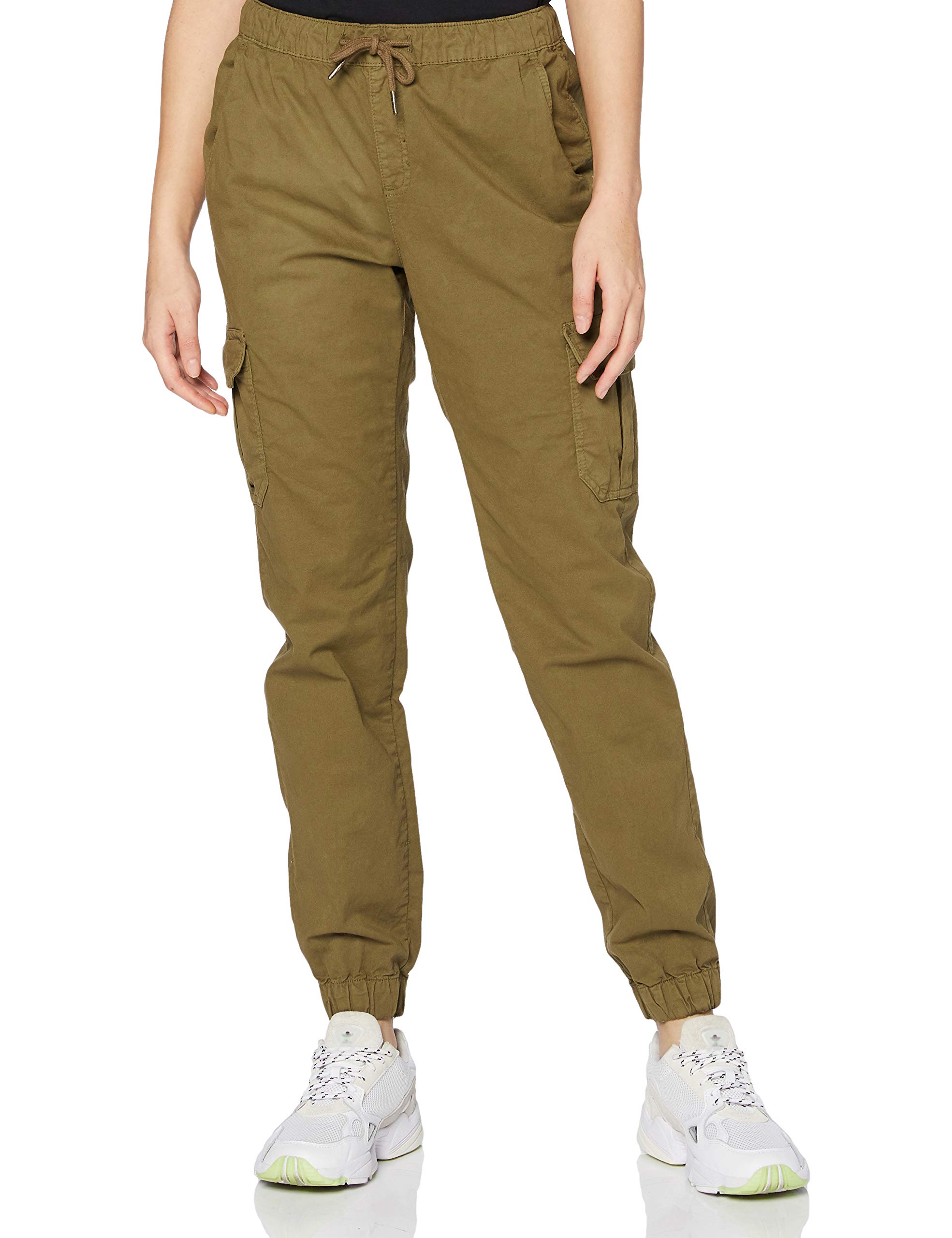 Urban Classics Damen Ladies High Waist Cargo Jogging Pants Hose, summerolive, M