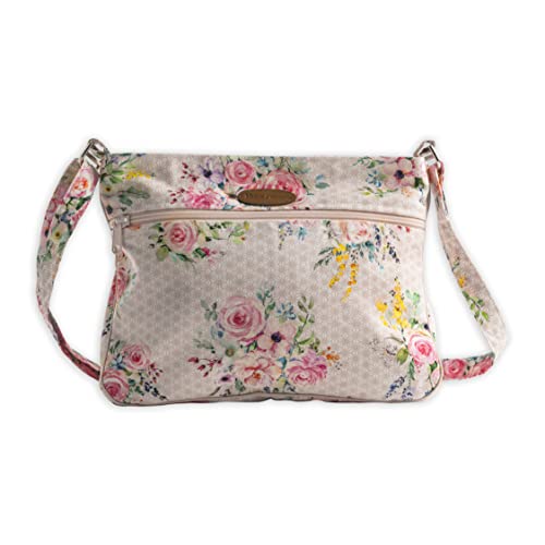 Maison d' Hermine Handtasche aus 100% Baumwolle | Umhängetasche | Umhängetasche für den Strand | Einkaufen | Reisen | Wandern | Frauen mit Reißverschlusstaschen (SWEETROSE LAVENDER)