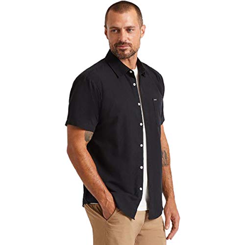 Brixton Herren Charter Standard Fit Short Sleeve Oxford Woven Shirt Hemd mit Button-Down-Kragen, schwarz, Mittel
