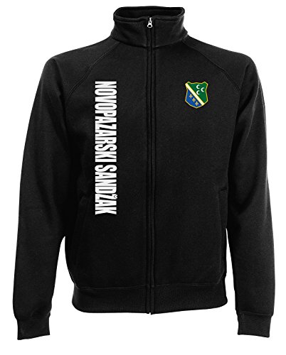 AkyTEX Sandžak Novi Pazar Sweatjacke Jacke Trikot Wunschname Wunschnummer (Schwarz, XL)