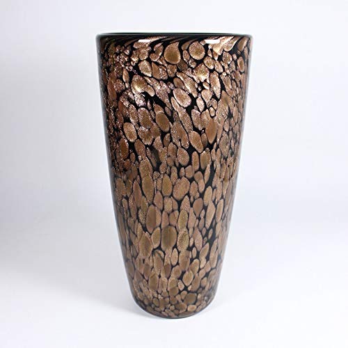 CRISTALICA Glasvase Dekoration Blumenvase Sevilla Exotica Murano 30,5cm schwarz Gold