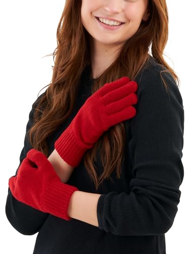 LOVARZI Damenhandschuhe Rot Frauenhandschuhe aus Wolle Wolle Winterhandschuhe - Geschenke für sie