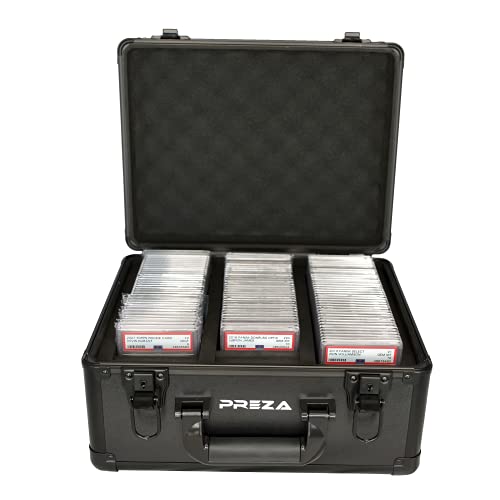 PREZA Aufbewahrungsbox für abgestufte Karten – Premium Sportkarten-Schaukasten für abgestufte Sportkarten (schwarz)