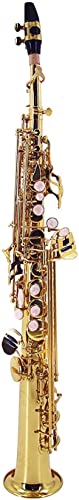 Gerades Bb Sopransaxophon Messing lackiertes Gold Holzblasinstrument mit Tragetasche Reed Reinigungsbürstentuch