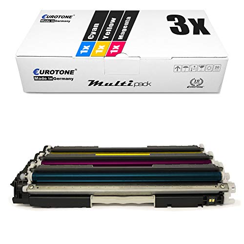 3X Eurotone Remanufactured Toner für HP Color Laserjet Pro MFP M 176 177 wie CF351A-53A CF351A-CF353A 130A Color