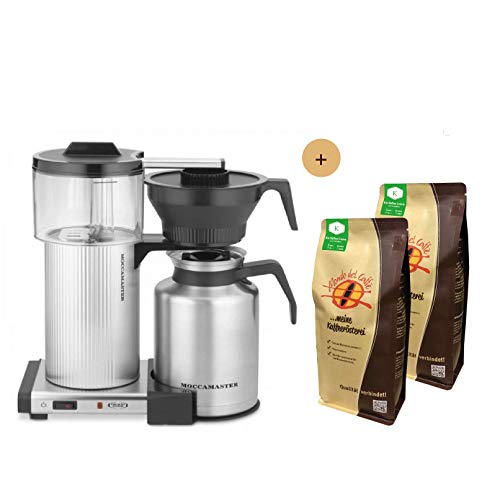Moccamaster CDT Grand 1,8 Liter Filter Kaffeemaschine Aktionspaket mit 2 * 500 gr. Filterkaffee von Mondo del Caffè/Inklusive 1 * 1,8 Liter Thermoskanne
