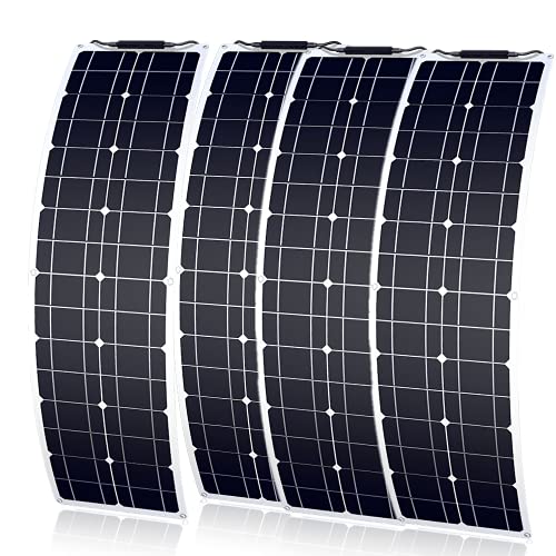 Flexibles Solarpanel 200W 12V Monokristallines Solarladegerät Wasserdichtes und ultradünnes Solarmodul für Wohnmobile, Boote, Häuser und unebene Oberflächen (50 Watt*4)