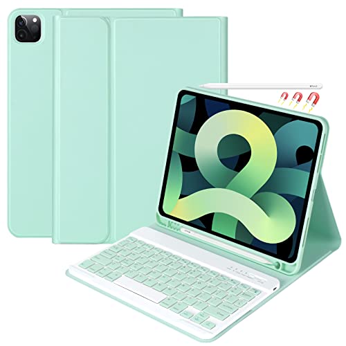 iPad Air 5 2022/iPad Air 4 Gen 2021 Tastatur Hülle für iPad Pro 11 Zoll (3. 2021 2. 2020 1. 2018 Gen) Bluetooth Wireless Tastatur für iPad 10.9, Slim Cover mit Bleistift Hülle älter und abnehmbar Tastatur