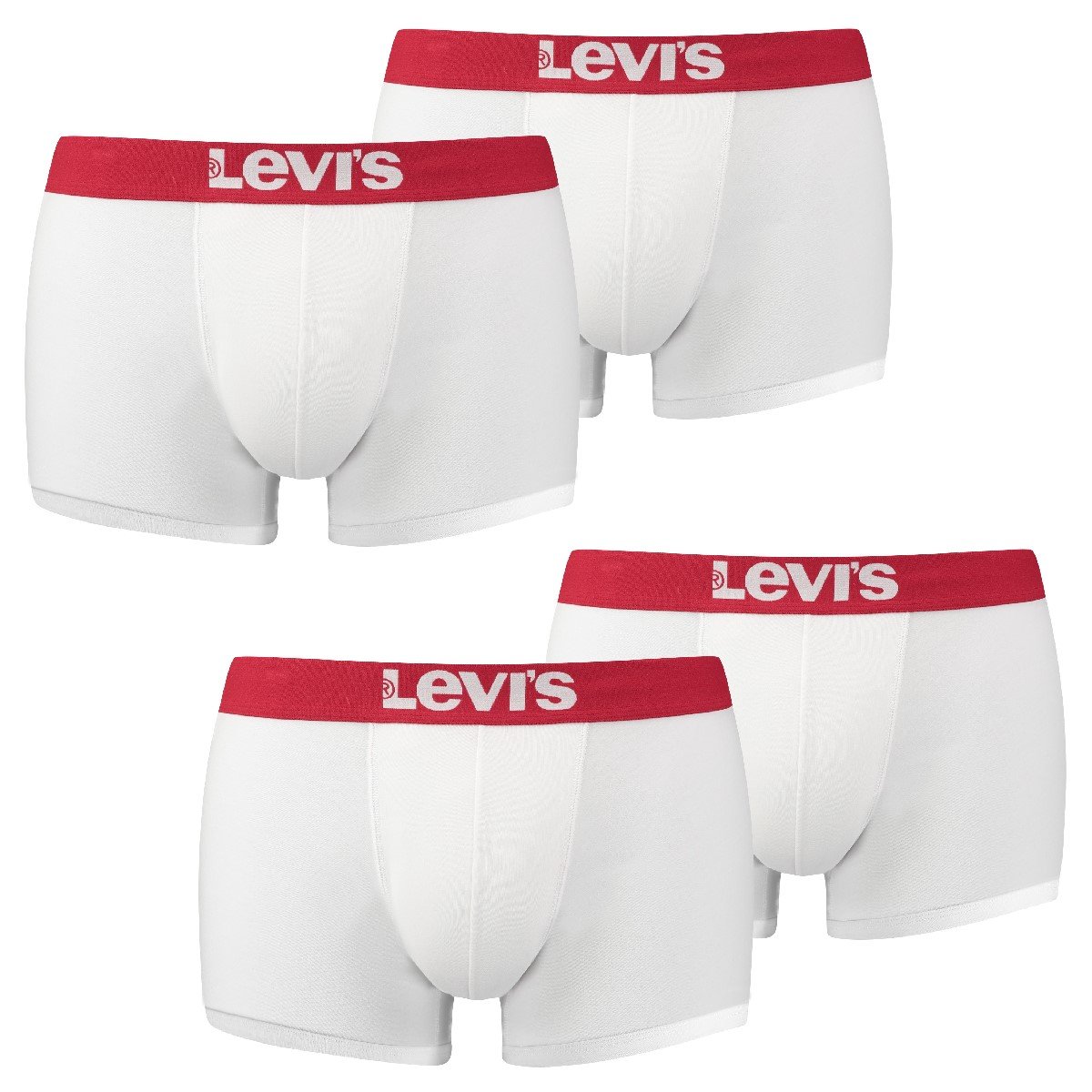 4 er Pack Levis Trunk Boxer Boxershorts 200SF Herren Unterhose Pant Unterwäsche, Farbe:317 - White/White, Bekleidungsgröße:S