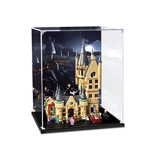 Acryl-Vitrine für Lego 75969 Harry Potter Hogwarts Astronomie-Turm-Modell, staubdichte Aufbewahrungsbox (3 mm Hintergrund)