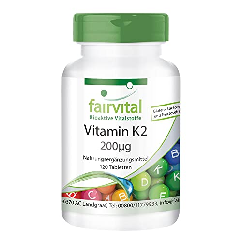 Vitamin K2 MK7 200mcg - HOCHDOSIERT - VEGAN - 120 Tabletten - Menaquinon aus Natto - all-trans MK-7