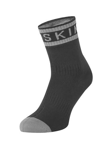 SealSkinz Unisex Waterproof Warm Weather Ankle Length with Hydrostop Socken für Erwachsene, schwarz/grau, M