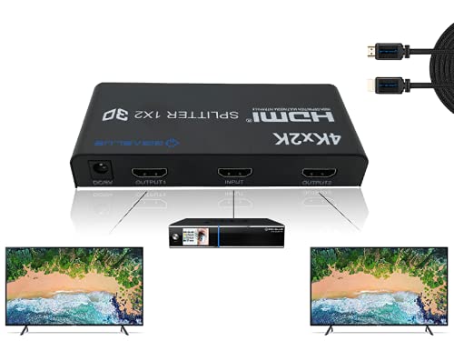 GigaBlue Ultra 4K *HDMI 1.4* Splitter 4K 30Hz für TV, Reciever, Konsole u.v.m. (Splitter 1 IN 2 OUT + Kabel)