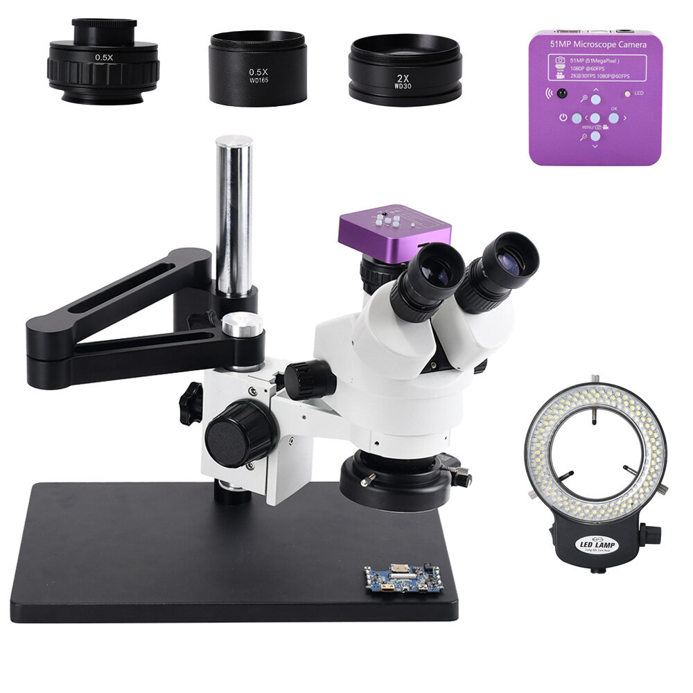 HAYEAR 51MP 2k Trinocular Stereo HDMI Mikroskopkamera 7X-45X Kontinuierlicher HD-Zoom Stereo Trinocular Mikroskop für di