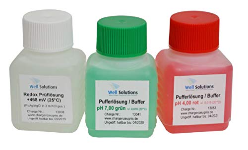 Well Solutions Pufferlösung Set/KIT bestehend aus je 50 ml pH 4, pH 7, Redox 468mV / zum Kalibrieren der Elektoden/für alle Dosieranlagen