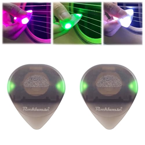Beat Picks - Beatpicks Light up Guitar Pick, Dazzling Colourful Illuminated Guitar Plectrum - Auto LED Glowing Pick for Enhanced Stage Performance (Style B,Green 2Pcs)