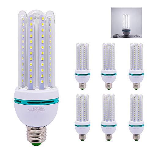 Chao zan LED Lampe U-Form Glas Glühbirne 20 W ersetzt 200 W, AC 220 V E27, Kaltweiß (6000 Kelvin), Speichern 90% Energie,LED Energiesparlampe,6 er Pack