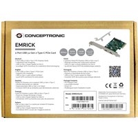 Conceptronic EMRICK 2-Port USB 3.2 Gen 2 Typ-C PCI-Express-Karte - PCIe - USB 3.2 Gen 2 (3.1 Gen 2) - PCI 2.0 - SATA 15-Pin - Grün - PC (EMRICK07G)