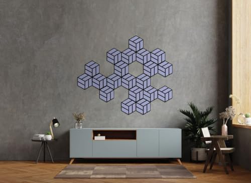 Gedotec Hexagon Akustikpaneele Holz | Wandpaneele Holz | Wanddekoration | Schalldämmung | Schallabsorber | Gaming Deko | aus recyceltem Filz (Lavendel, 2 Stück)