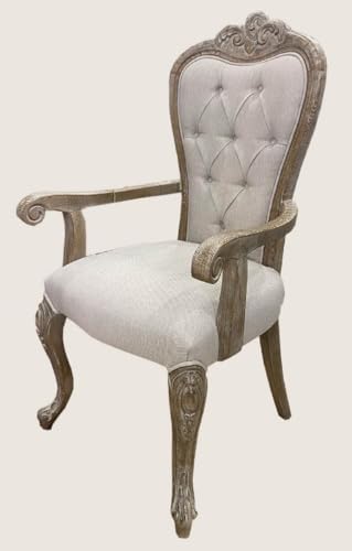 Casa Padrino Luxus Barock Esszimmer Stuhl mit Armlehnen Grau/Antik Braun - Prunkvoller Barockstil Küchen Stuhl - Luxus Esszimmer Möbel im Barockstil - Barock Möbel - Edel & Prunkvoll